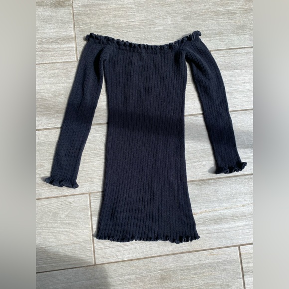 Nasty Gal Black Ribbed Cold Shoulder Mini Dress, Size Small - Picture 2 of 8
